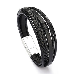 Genuine Leather Bracelets Men's Multilayer Braided Rope Bracelets - GadiGadPlus.com