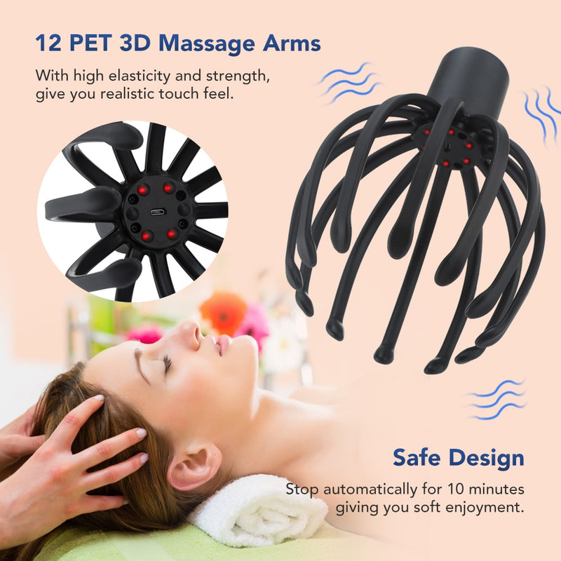 Electric Octopus Claw Scalp Massager Hands Free - GadiGadPlus.com