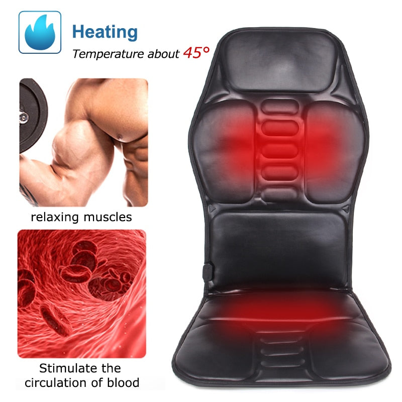 Electric Back Massager Massage Chair Cushion Heating Vibrator Car Home Office - GadiGadPlus.com