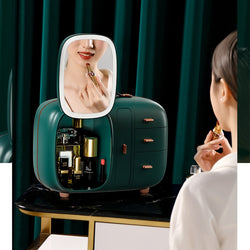 New Cosmetic Storage Box with Mirror Led Light Desktop Makeup - GadiGadPlus.com