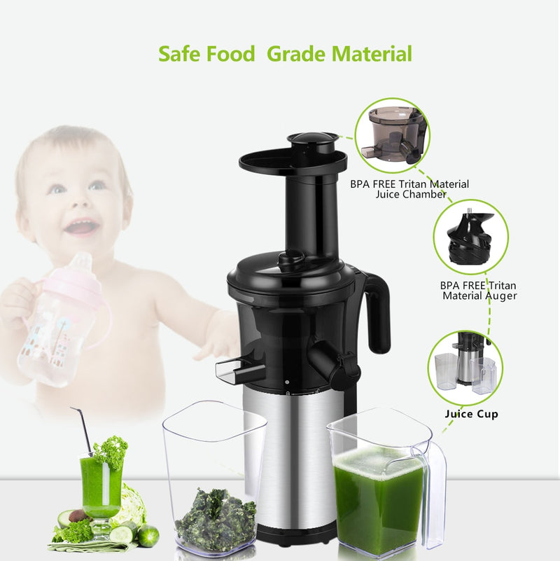 Stainless Steel Masticating Slow Auger Juicer Fruit and Vegetable Cold Press Juice - GadiGadPlus.com