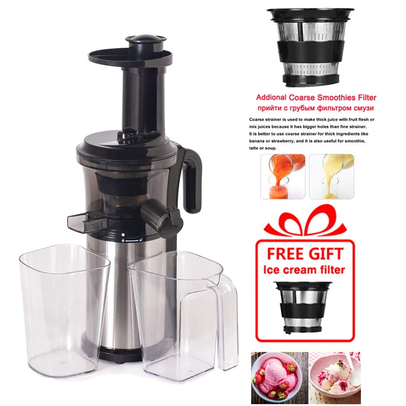 Stainless Steel Masticating Slow Auger Juicer Fruit and Vegetable Cold Press Juice - GadiGadPlus.com