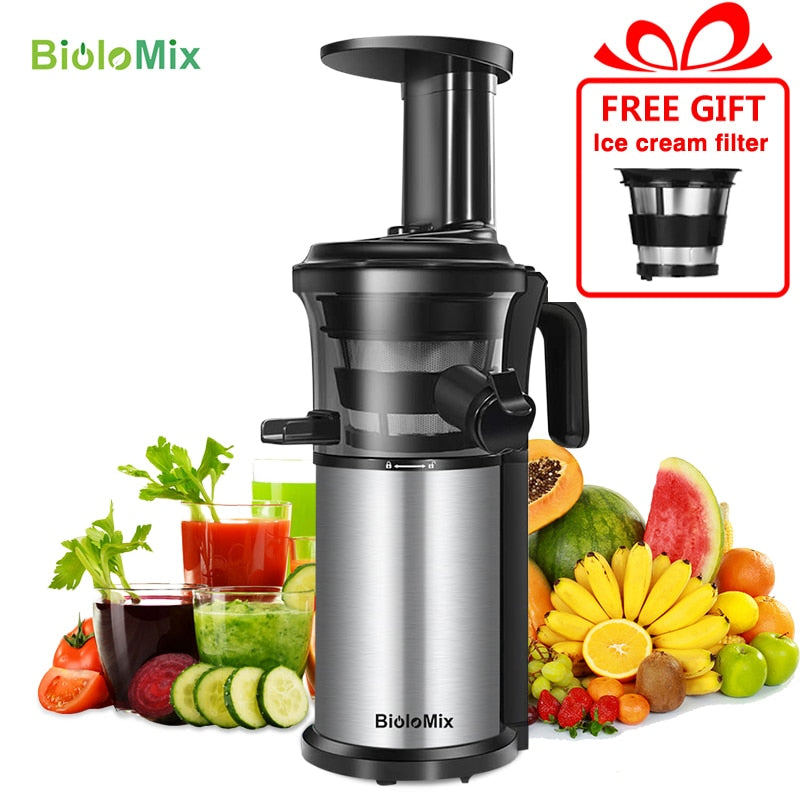 Stainless Steel Masticating Slow Auger Juicer Fruit and Vegetable Cold Press Juice - GadiGadPlus.com