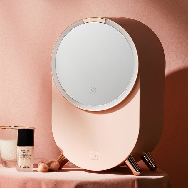 New Cosmetic Storage Box with Mirror Led Light Desktop Makeup - GadiGadPlus.com