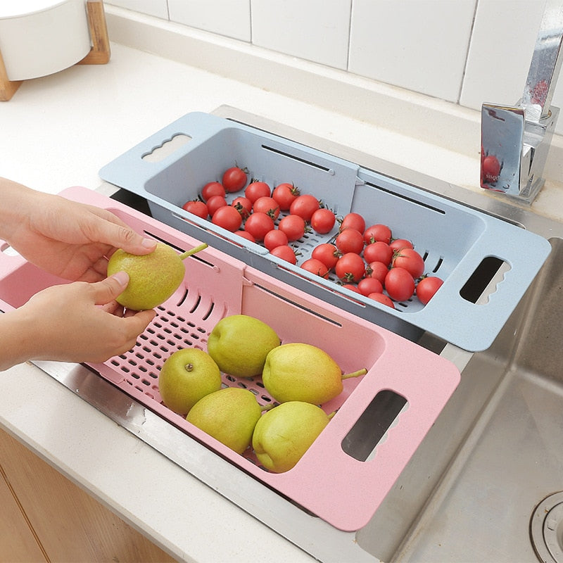 Adjustable Dish Drainer Sink Drain Basket Washing Vegetable Fruit - GadiGadPlus.com