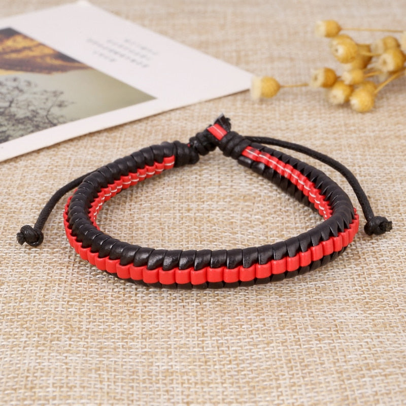 Genuine Leather Bracelets Men's Multilayer Braided Rope Bracelets - GadiGadPlus.com