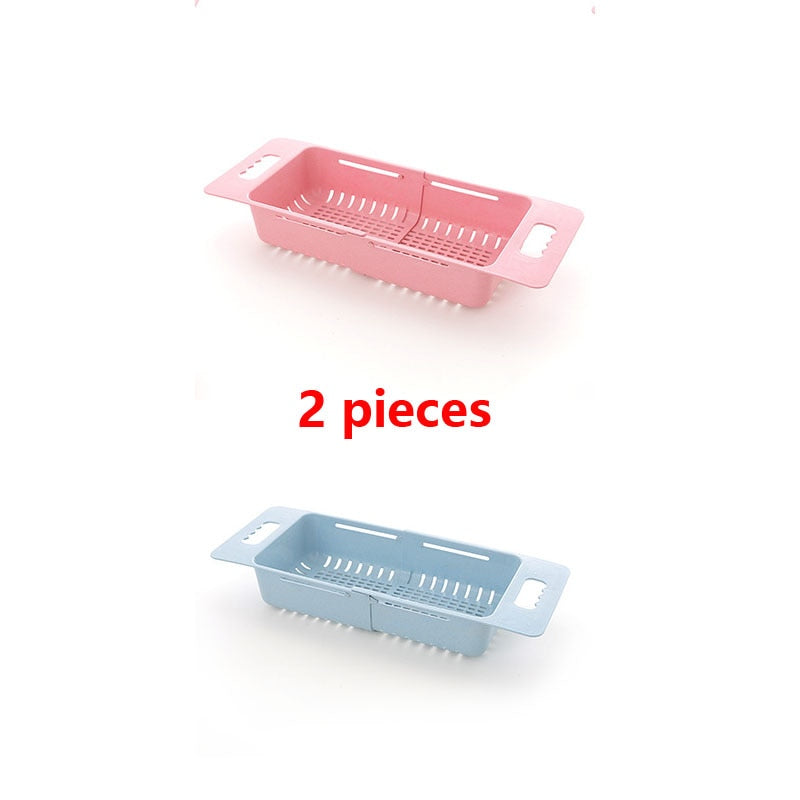 Adjustable Dish Drainer Sink Drain Basket Washing Vegetable Fruit - GadiGadPlus.com