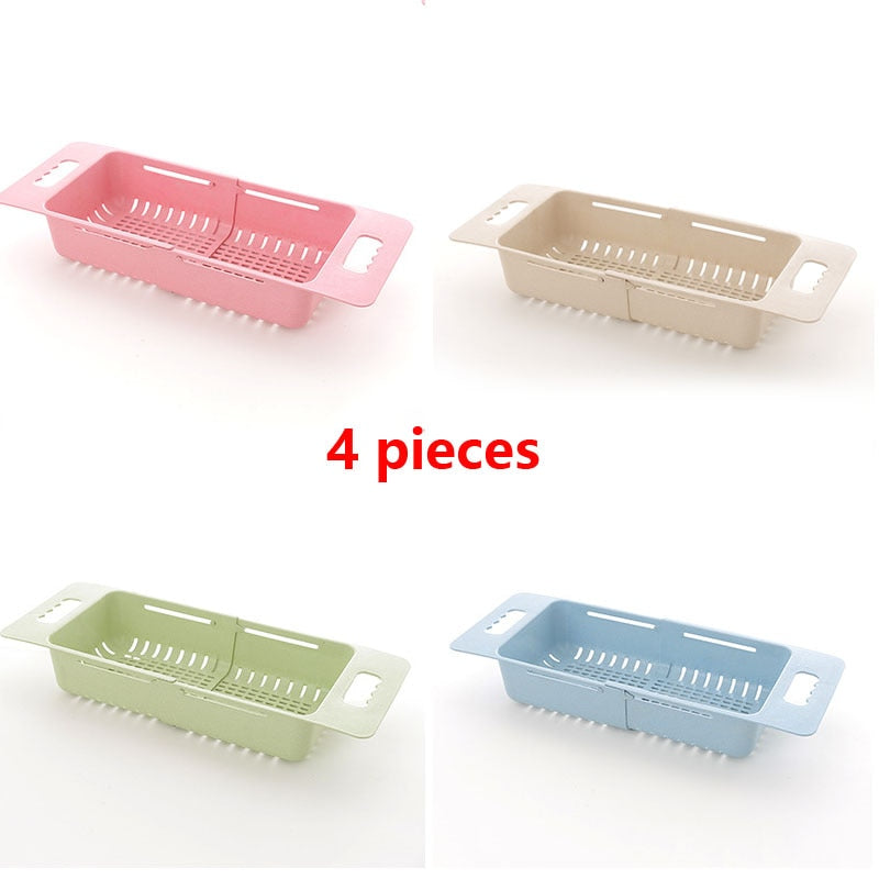 Adjustable Dish Drainer Sink Drain Basket Washing Vegetable Fruit - GadiGadPlus.com