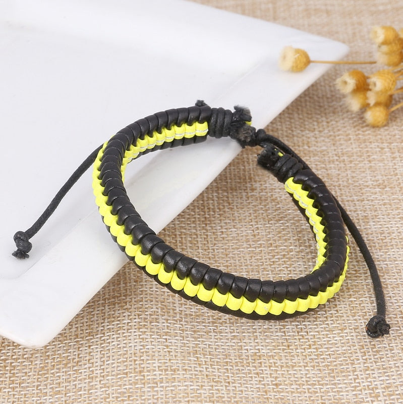 Genuine Leather Bracelets Men's Multilayer Braided Rope Bracelets - GadiGadPlus.com