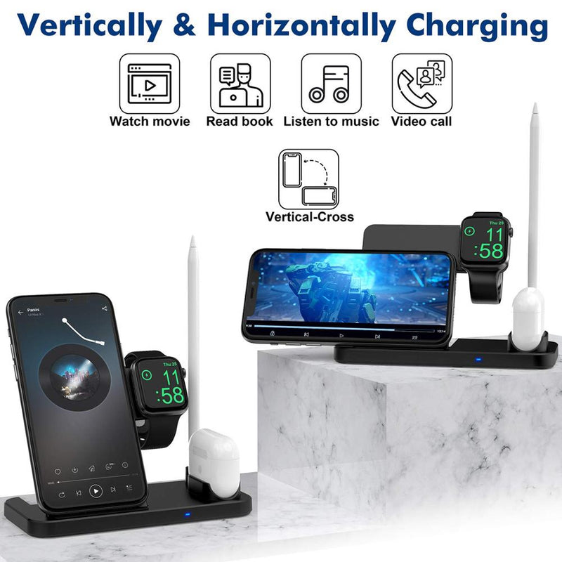 4 in 1 Wireless Qi 10W Fast Charging Stand - GadiGadPlus.com