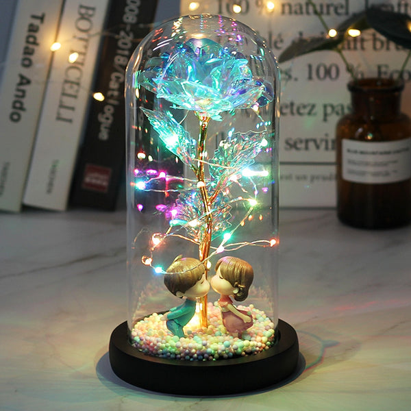 LED Enchanted Galaxy Rose Eternal 24K Gold Foil Flower With Fairy String - GadiGadPlus.com