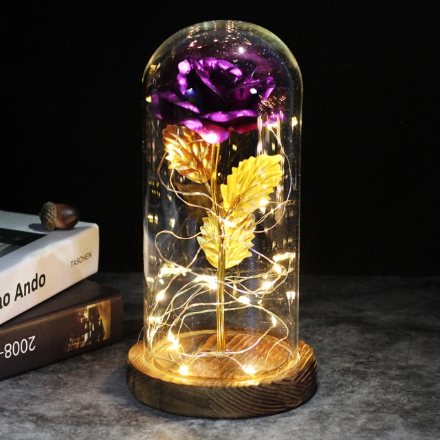 LED Enchanted Galaxy Rose Eternal 24K Gold Foil Flower With Fairy String - GadiGadPlus.com