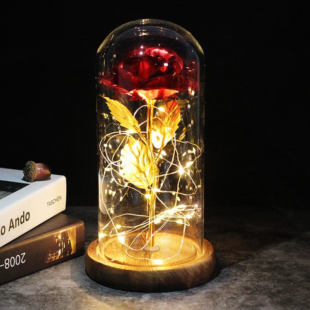 LED Enchanted Galaxy Rose Eternal 24K Gold Foil Flower With Fairy String - GadiGadPlus.com