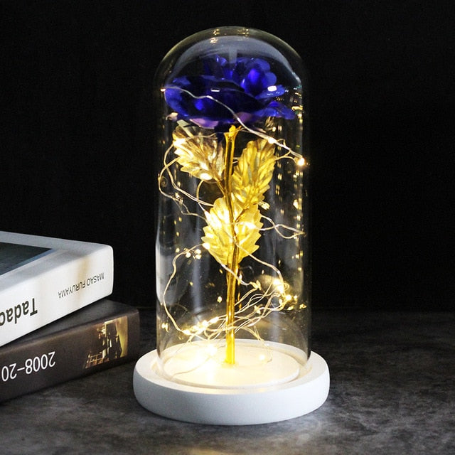 LED Enchanted Galaxy Rose Eternal 24K Gold Foil Flower With Fairy String - GadiGadPlus.com