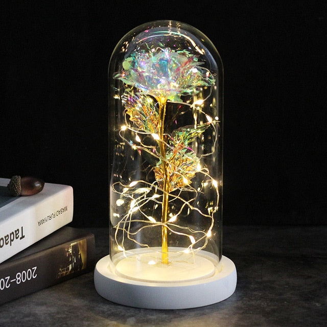 LED Enchanted Galaxy Rose Eternal 24K Gold Foil Flower With Fairy String - GadiGadPlus.com