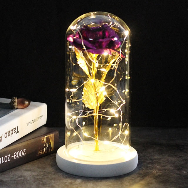 LED Enchanted Galaxy Rose Eternal 24K Gold Foil Flower With Fairy String - GadiGadPlus.com