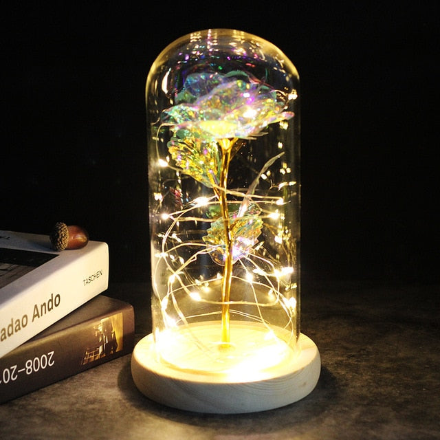 LED Enchanted Galaxy Rose Eternal 24K Gold Foil Flower With Fairy String - GadiGadPlus.com