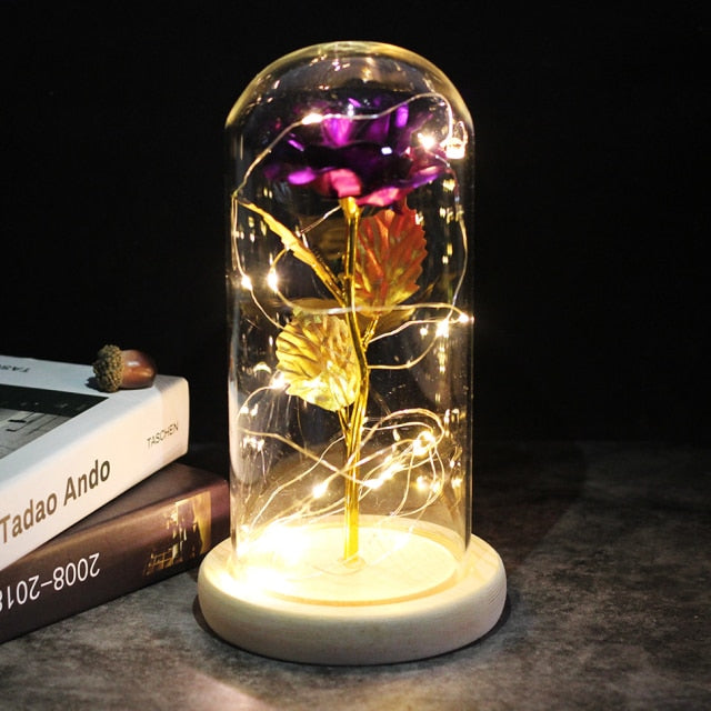 LED Enchanted Galaxy Rose Eternal 24K Gold Foil Flower With Fairy String - GadiGadPlus.com