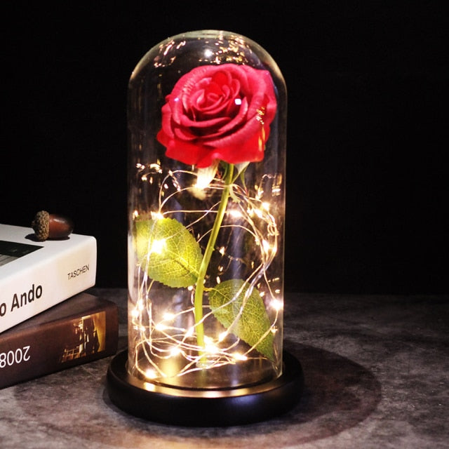 LED Enchanted Galaxy Rose Eternal 24K Gold Foil Flower With Fairy String - GadiGadPlus.com