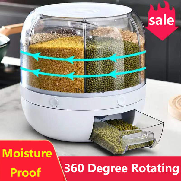 Rotating Grid Grain Rice Dispenser Sealed Cereal Separate - GadiGadPlus.com