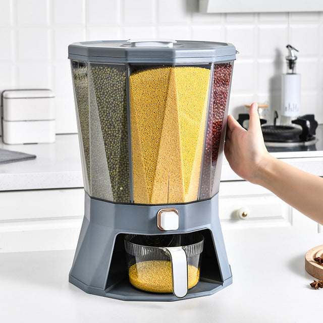 Rotating Grid Grain Rice Dispenser Sealed Cereal Separate - GadiGadPlus.com