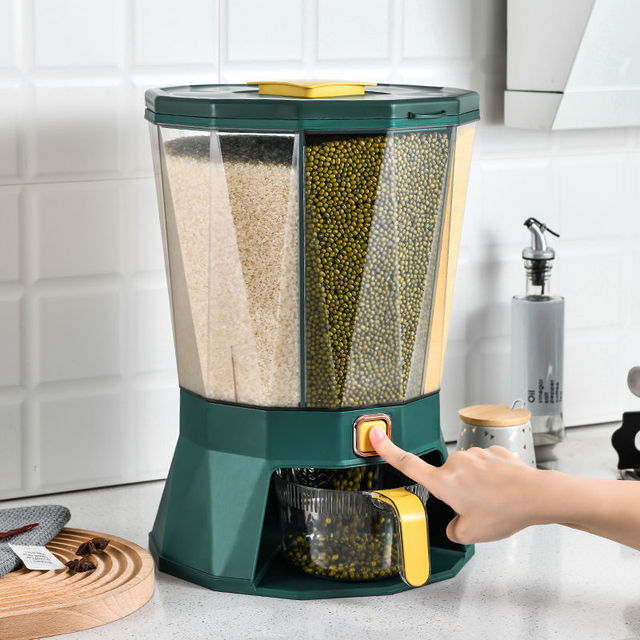 Rotating Grid Grain Rice Dispenser Sealed Cereal Separate - GadiGadPlus.com